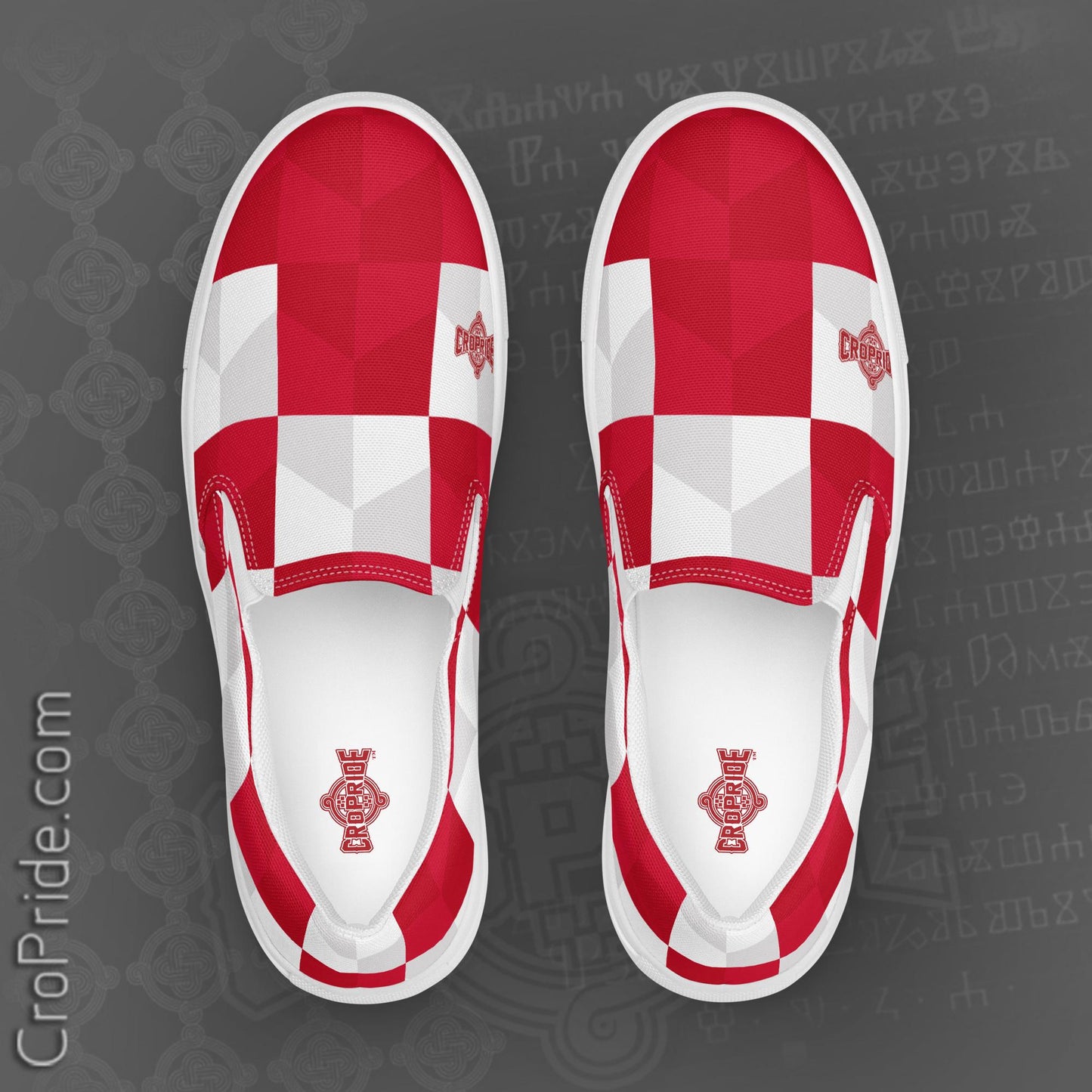 Croatian Checkers Slip-On Canvas Shoes for Men By CroPride Gear