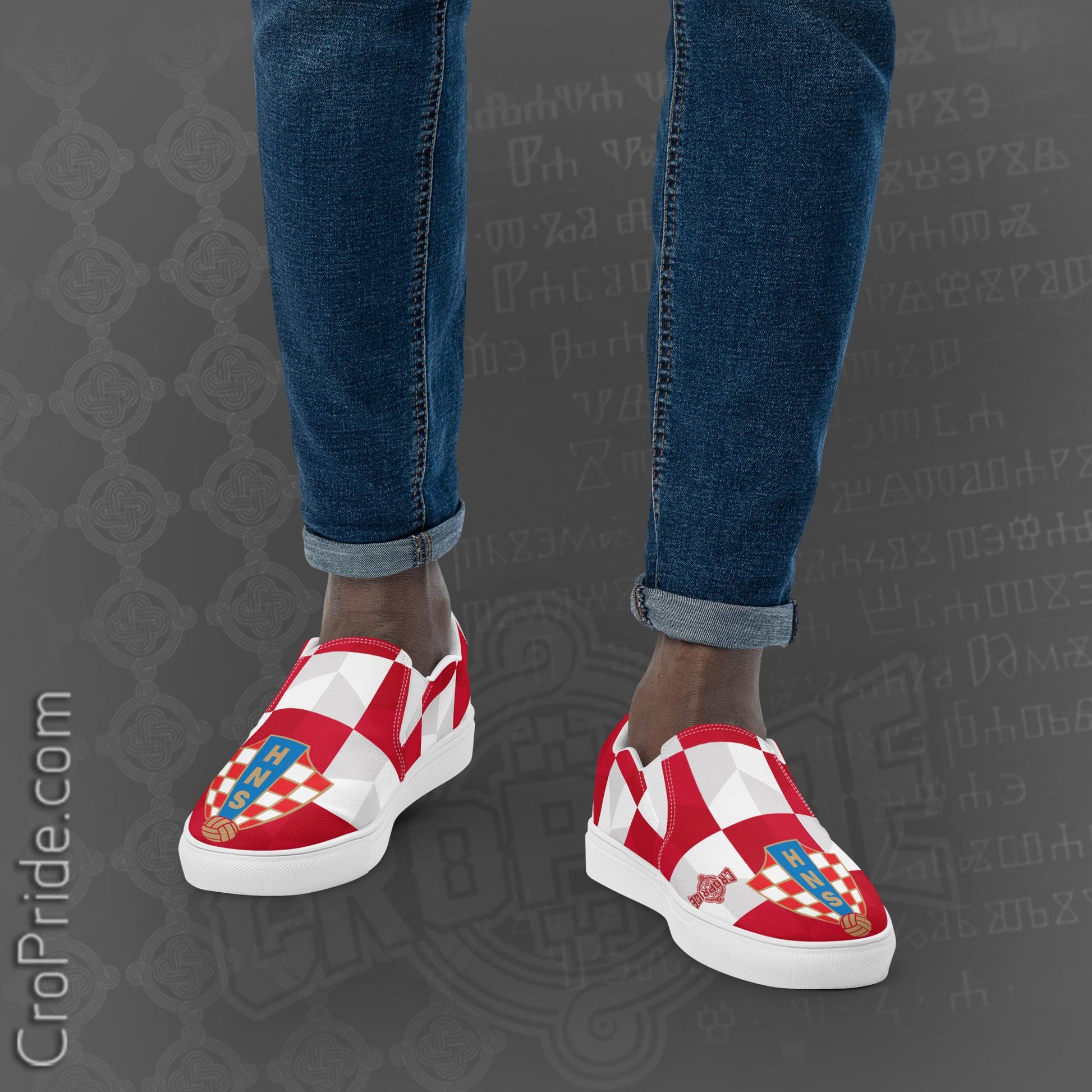 Croatian Checkers Slip-On Canvas Shoes with HNS Logo | Men's Fashion Footwear