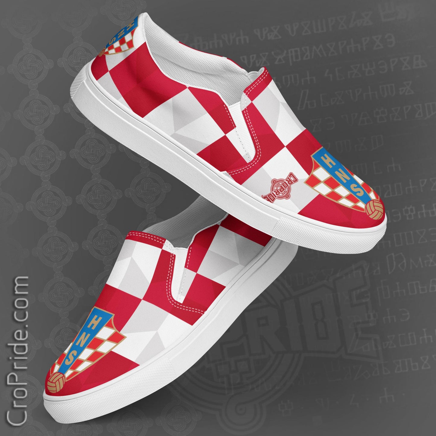 Croatian Checkers Slip-On Canvas Shoes with HNS Logo | Men's Fashion Footwear