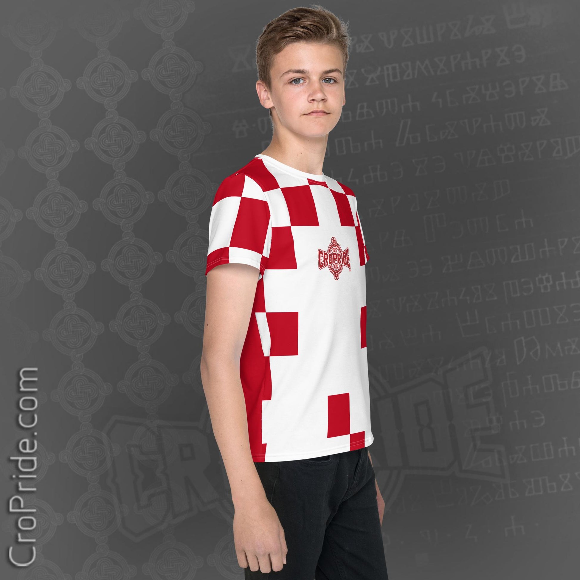 Croatian Checkers Youth Crew Neck T-Shirt - Patriotic Design, Soft Fabric, Regular Fit | Croatian T-Shirt