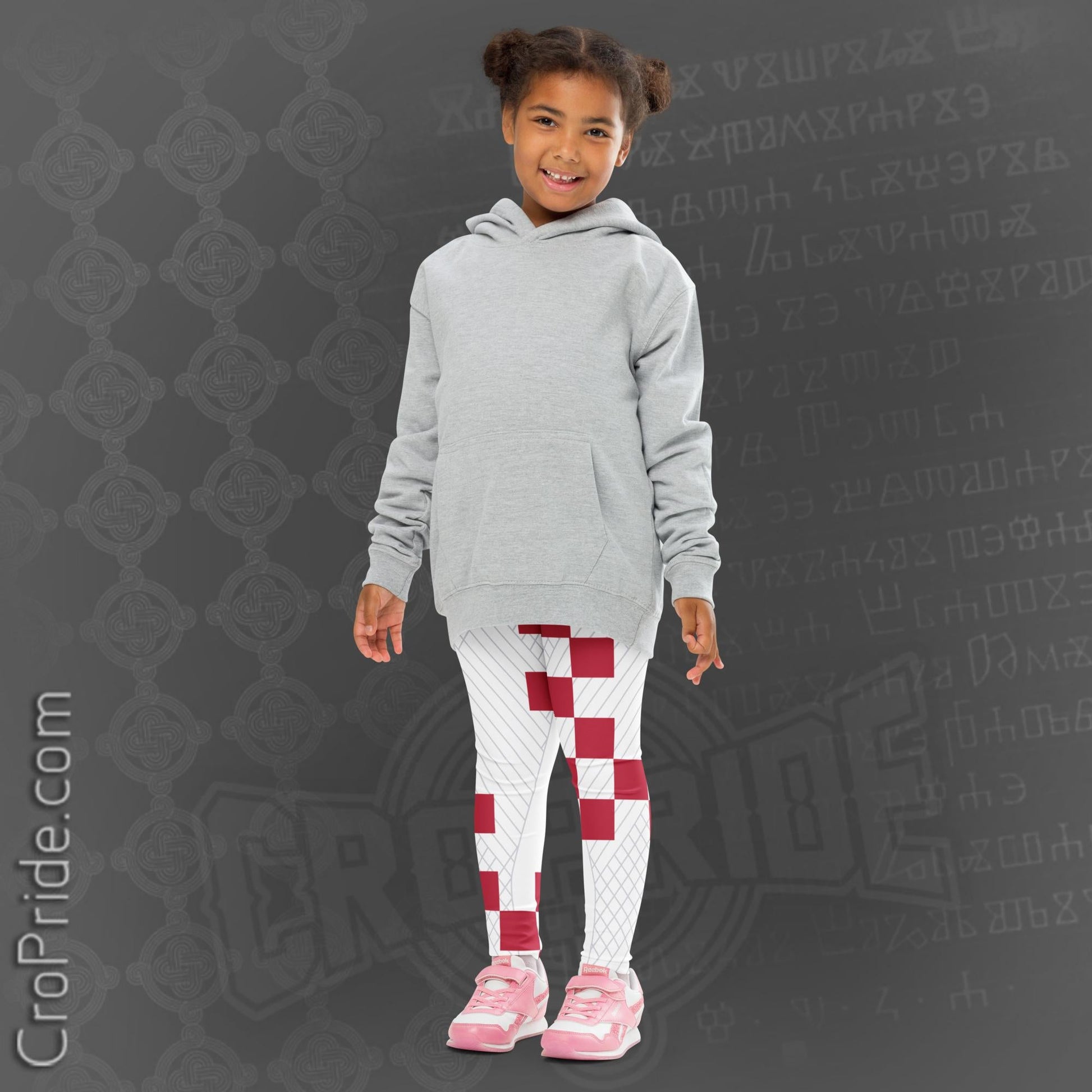 Croatian Checkers Kids Leggings: Comfortable & Vibrant | Sizes 2T-7