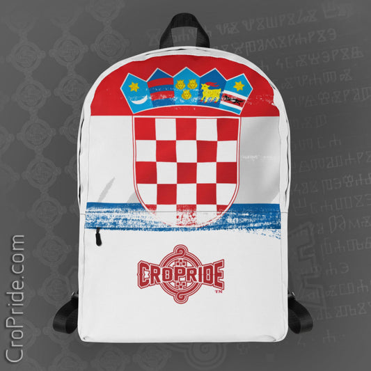 Croatian Pride Gear Designed Backpack - Water-Resistant, Laptop Compartment - 16⅞" x 12¼" x 3⅞