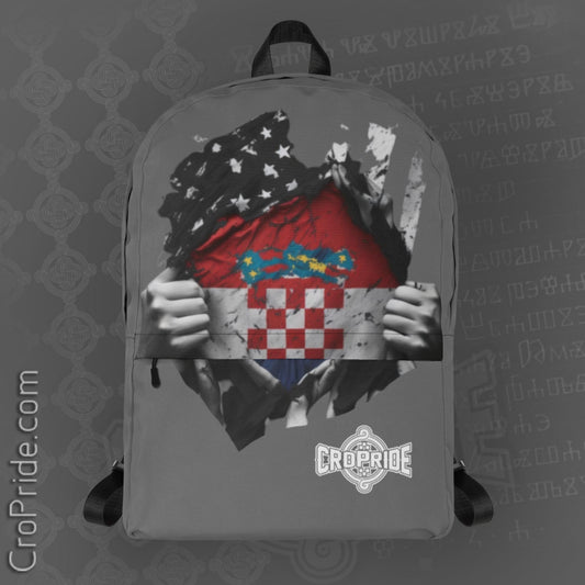 Croatian Flag Backpack - Stylish and Durable Medium-Sized Bag | 100% Polyester | Water-Resistant | Laptop Compartment | CroPride Gear