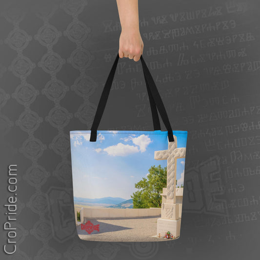 Croatian Tote with Pleter Cross Design | Durable & Elegant Polyester Beach Bag