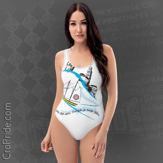 Hajduk Split CroPride One-Piece Swimsuit - Torcida Design, Chlorine-Resistant, Cheeky Fit