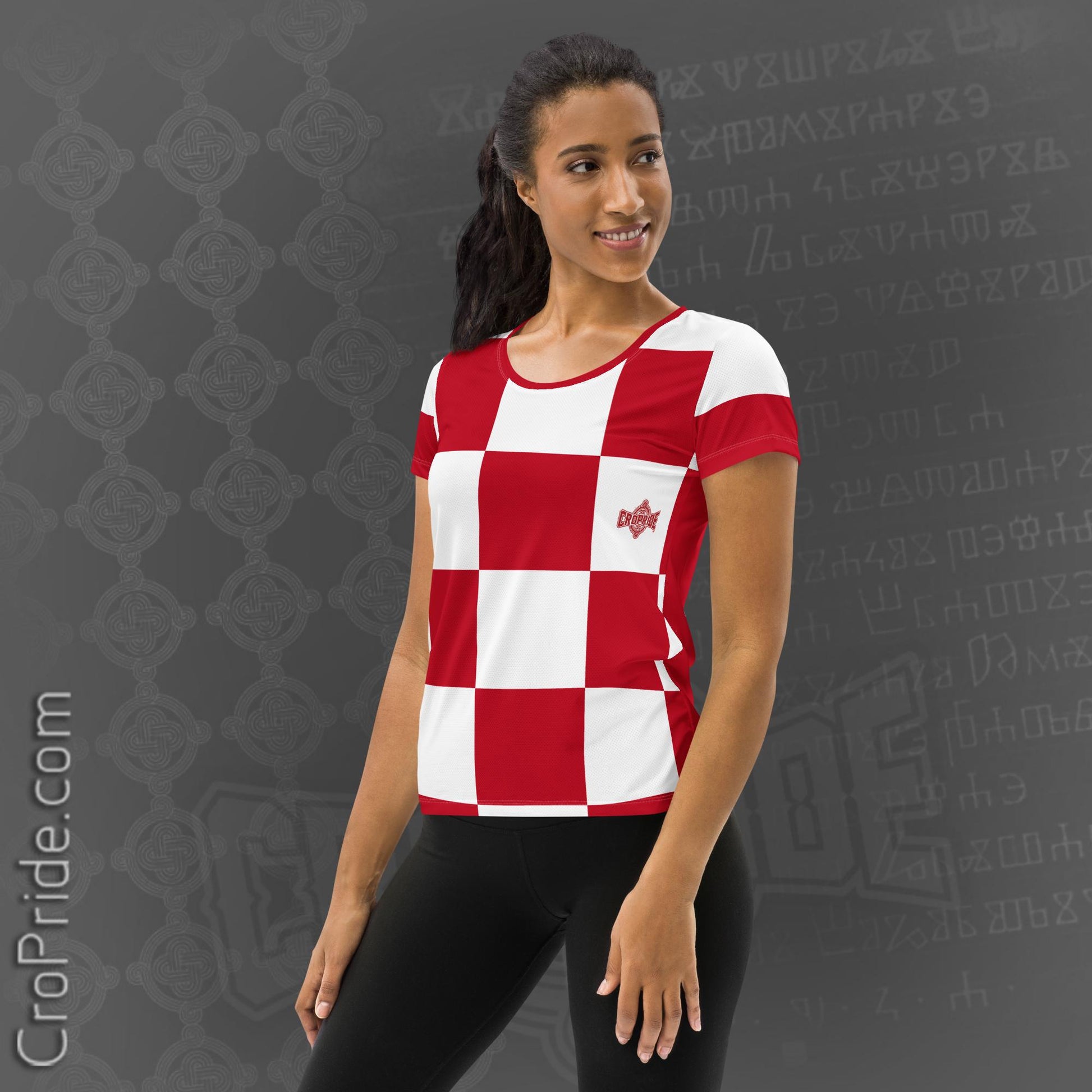 Croatian Checkers Women's Athletic T-Shirt (Sizes XS-3XL)