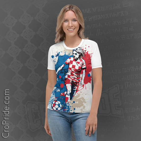 Croatian Women Soccer Player T-Shirt | All Around Printed Design
