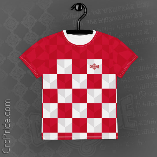 Youth Croatian Checkers Tee - Ajmooo Hrvatska - Croatian Jersey