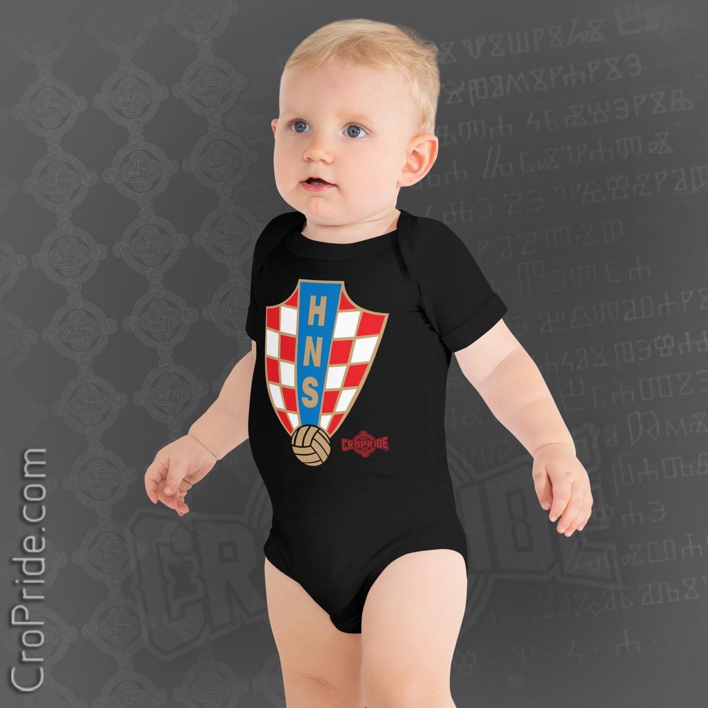Croatian Soccer Baby Short Sleeve One Piece - HNS Logo, 100% Cotton