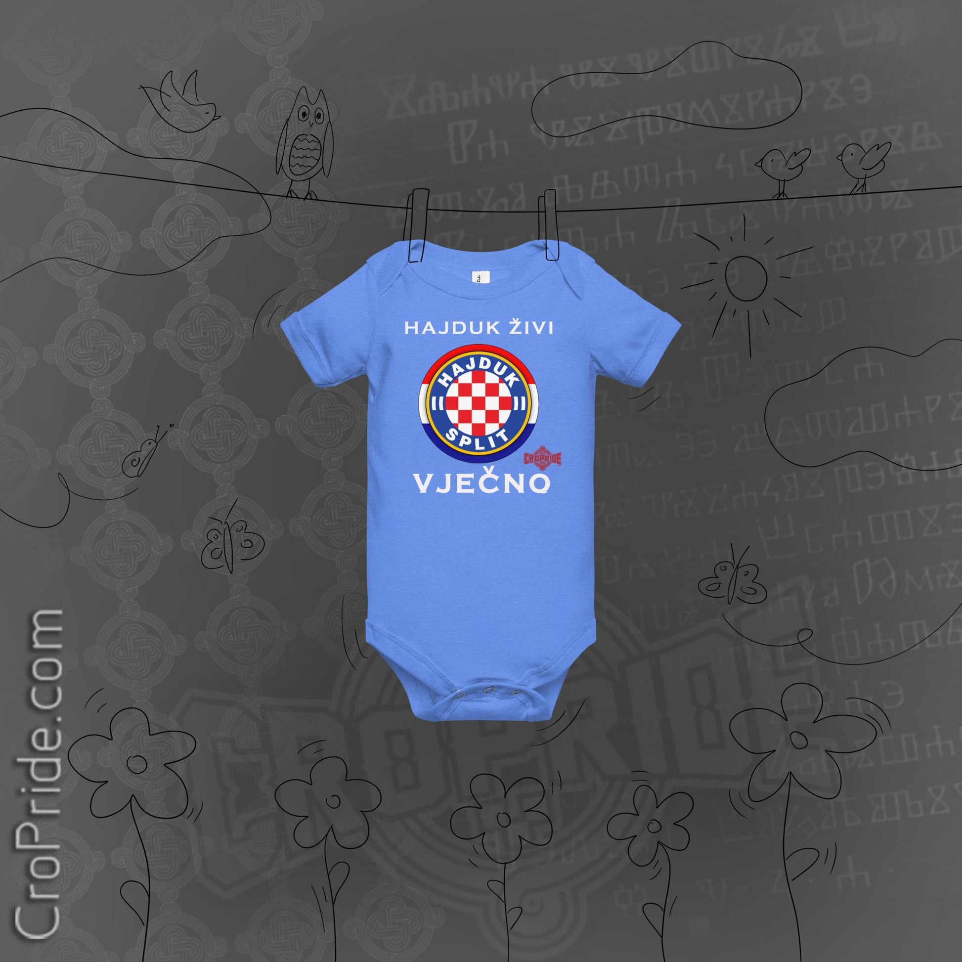 Hajduk Živi Vječno Baby Onesie - 100% Cotton, Envelope Neckline, Snap Leg Closure