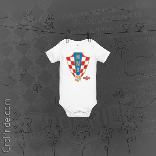 Croatian Soccer Baby Short Sleeve One Piece - HNS Logo, 100% Cotton