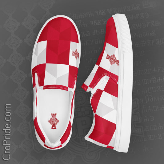 Croatian Checkers Slip-On Canvas Shoes for Men By CroPride Gear