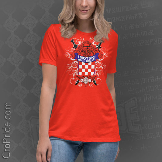 Croatian Shirt for Women - Imotski "Bog I Hrvati" CroPride Gear