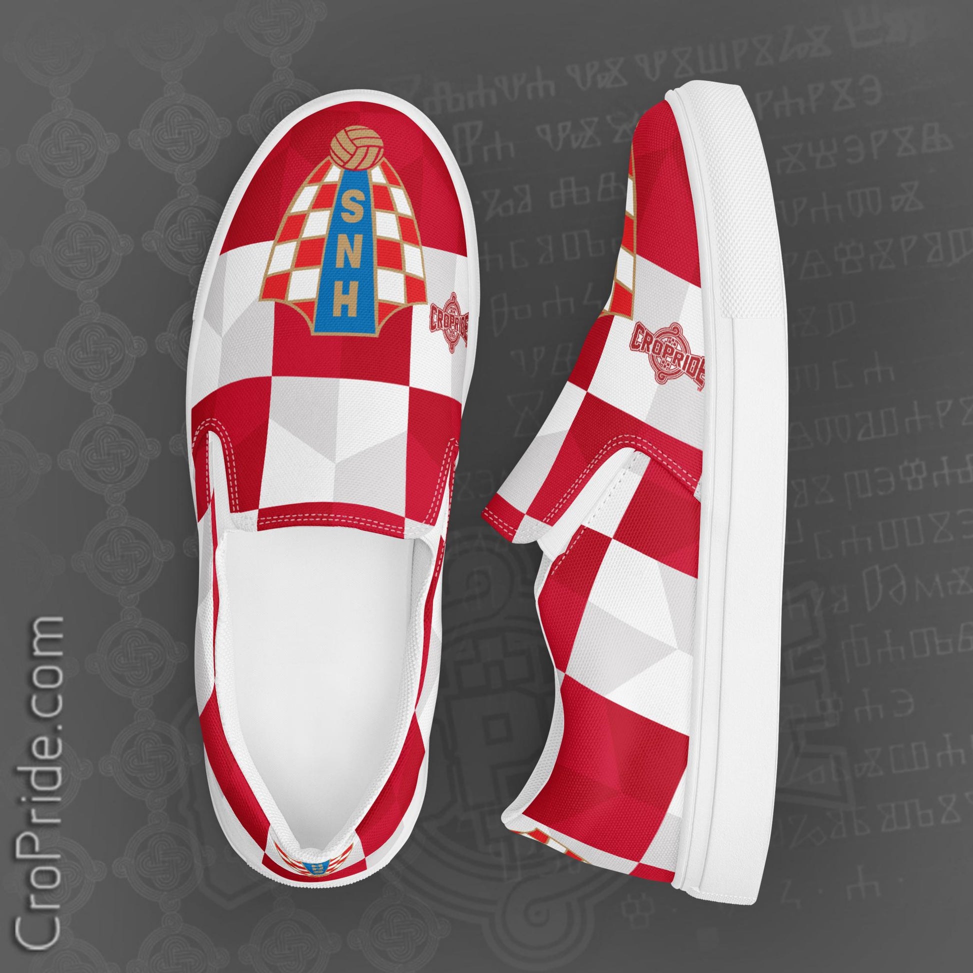 Croatian Checkers HNS Women's Slip-On Canvas Shoes
