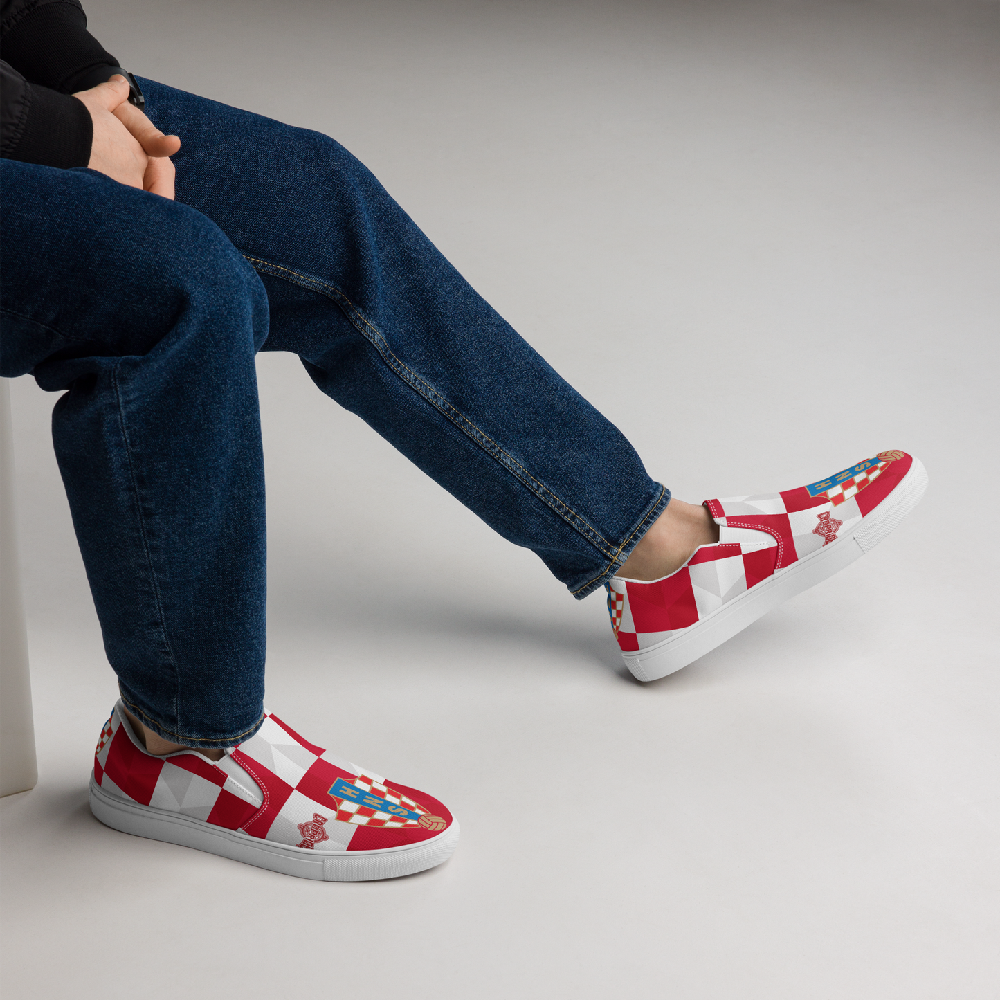 Croatian Checkers Slip-On Canvas Shoes with HNS Logo | Men's Fashion Footwear