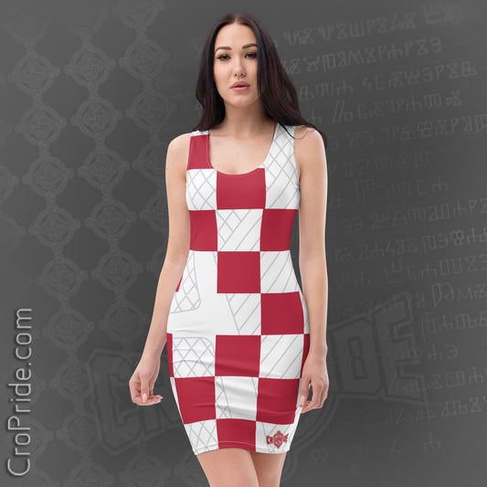 Croatian Checkers Sublimation Cut & Sew Dress with Slav Glam Vibe