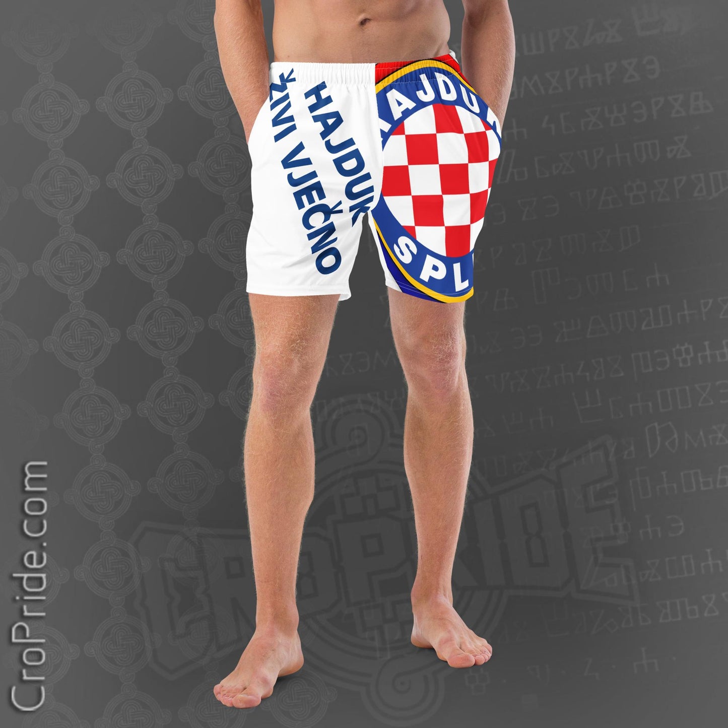 Hajduk Split Men's 4-Way Stretch Swim Trunks, Quick-Drying with UPF 50+