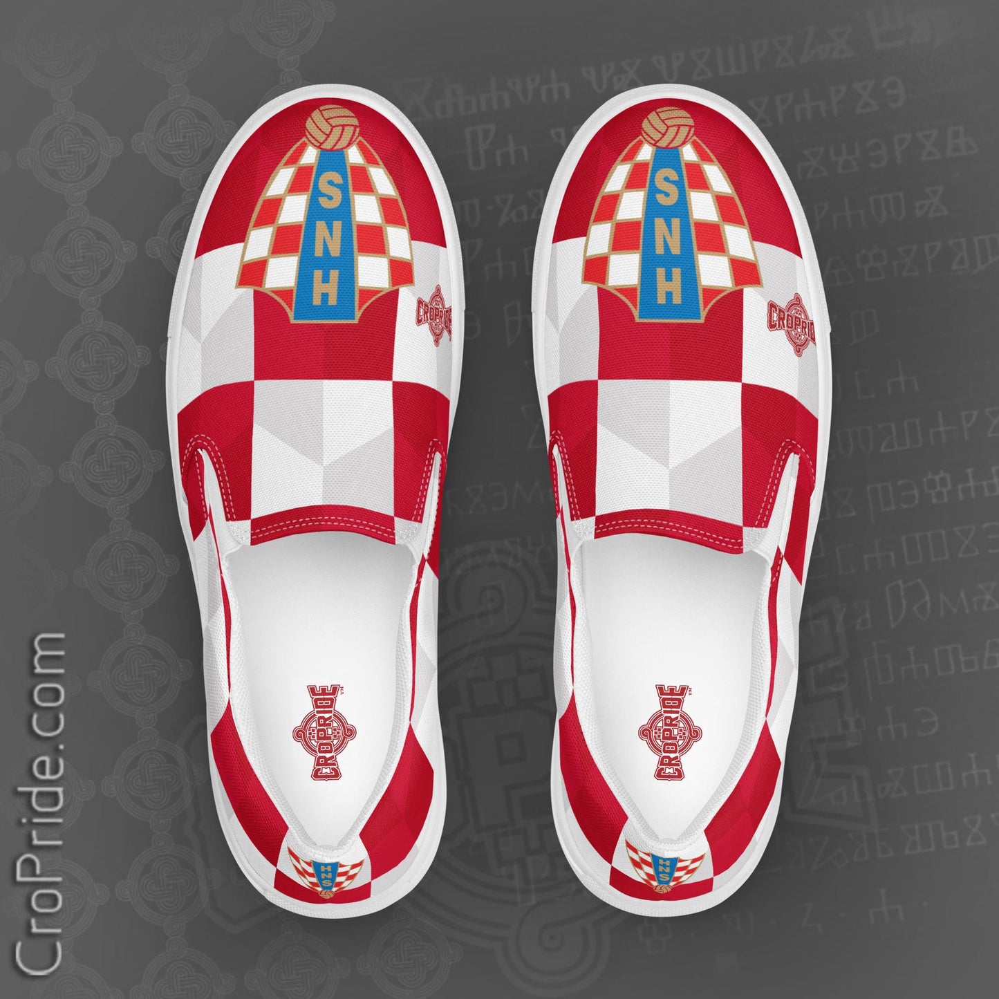 Croatian Checkers Slip-On Canvas Shoes with HNS Logo | Men's Fashion Footwear