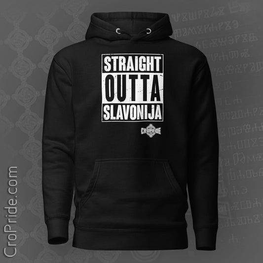 Croatian Hoodie: Straight Outta Slavonija, 100% Cotton, Funny Gift