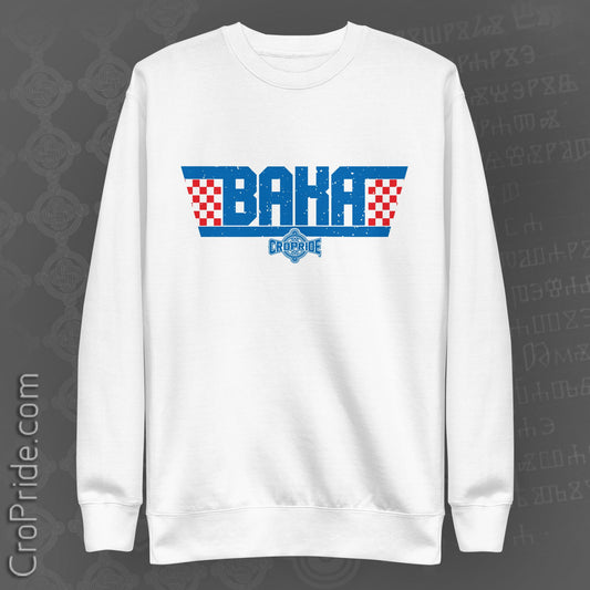 Embrace Croatia Croatian Sweatshirt with "BAKA" and Distressed Flag Design